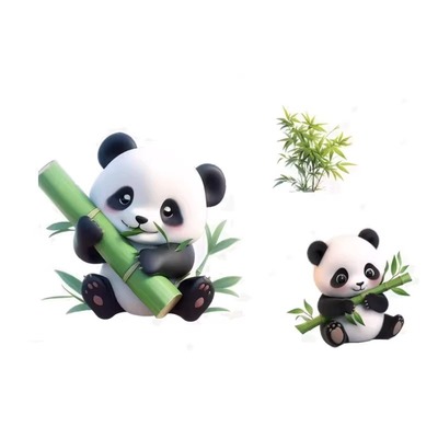 可爱竹子熊猫车贴卡通贴画汽车贴纸装饰个性划痕遮挡贴电动车摩托
