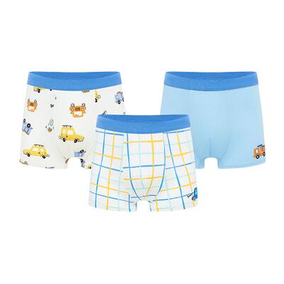 全棉时代A类纯棉童平角内裤3条装