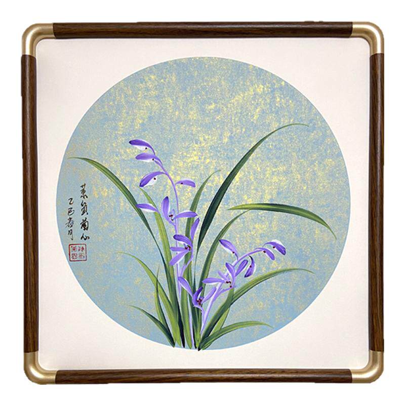 纯手绘真迹国画兰花卡纸作品
