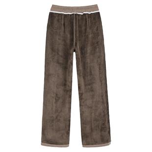 冬季爆款羊羔绒加厚抗寒休闲阔腿女裤高腰遮肉宽松显瘦直筒女裤子