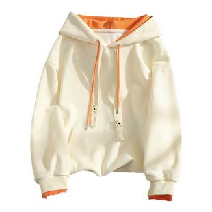 假两件加绒加厚连帽卫衣女秋冬2025新款oversize外套宽松慵懒上衣