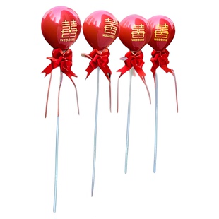 婚礼迎宾农村院子路边外景路引气球立柱场景布置结婚装饰婚房庭院