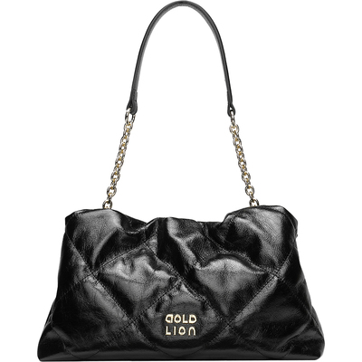 金利来黑色女包真皮软包单肩包2025新款大容量链条斜挎包通勤百搭