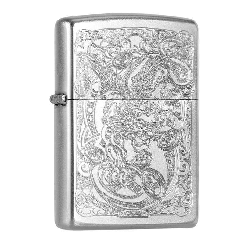 zippo磨砂刀刻貔貅官方正品防风