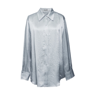 D-HARRY/迪哈利2025夏季新款复古爽滑蓝灰色长袖衬衫DH252D90190D