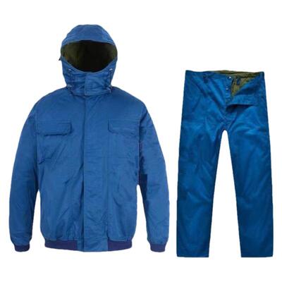 91地勤棉服男士冬季加厚防寒保暖内里可拆卸蓝色长袖棉衣棉裤套装