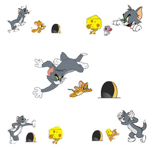 猫和老鼠墙贴纸画宠物店装饰布置用品背景儿童房区玄关墙壁面转角