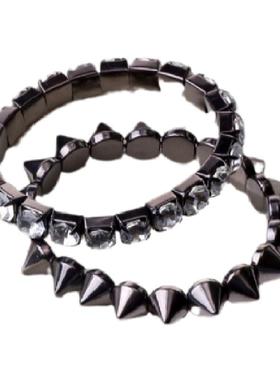 朋克风夸张欧美宝石水钻双层手环