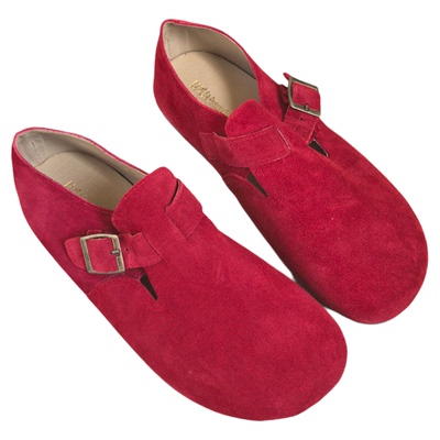 【CHICGIRL】真皮软底全包松果勃肯鞋女时尚休闲平底单鞋保暖棉鞋