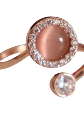 原创猫眼石镶钻转运珠戒指新品