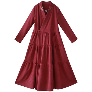 【名伶】2025新款秋冬国风裙摆式外套复古女中长款小个子汉服风衣