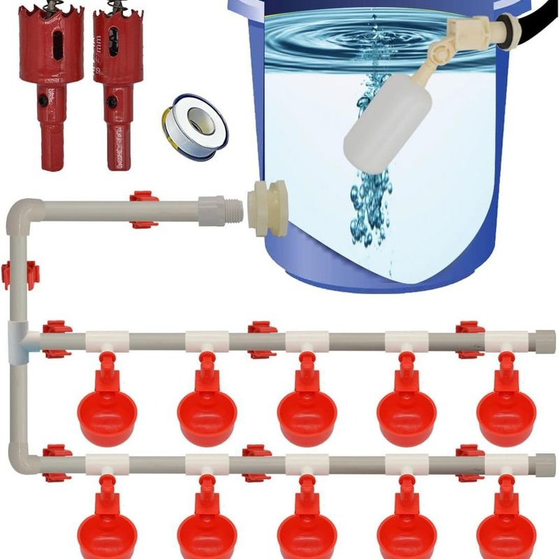 全套管道自动喂鸡奶嘴水杯和PVC三通配件管道喂食器家禽水箱接头