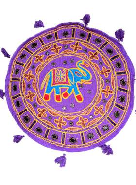 印度小象绣花镜片曼达拉地垫套坐墩蒲团套飘窗冥想打坐垫套圆垫套