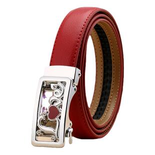 2026新款女士皮带真皮牛皮装饰配牛仔裤裙子百搭红色自动扣式腰带