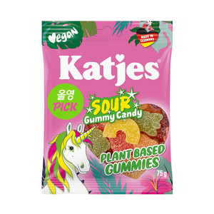 韩国直邮Katjes好吃可爱酸柠檬软糖100%植物性无人工色素动物明胶
