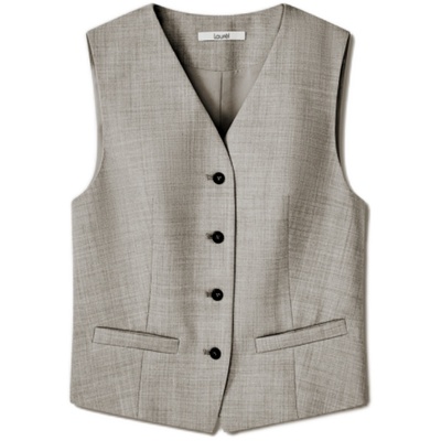 LAUREL浅藤紫薄花呢箱型短马甲