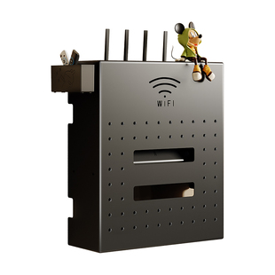 路由器收纳盒家用WiFi置物架壁挂光猫机顶盒托架插线板收纳放置架