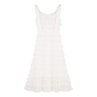 韩语琳 法式白色长款吊带连衣裙春季女2026名媛气质收腰显瘦裙子