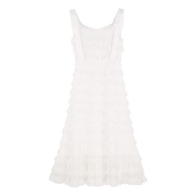 韩语琳法式白色吊带长裙