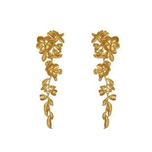 耳边铛117满地繁花复古金色花朵耳环夸张长款耳钉耳饰耳坠耳夹女