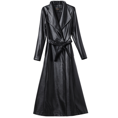 欧货真皮皮衣外套女中长款皮风衣