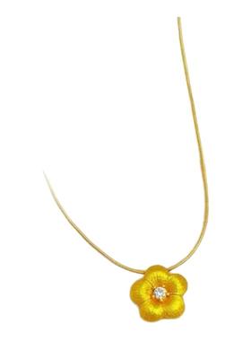 珞石爆款新中式复古简约百搭时尚花朵吊坠项链女轻奢高级感锁骨链