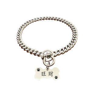 狗狗链条可调节大小加粗不锈钢防脱扣宠物项圈定制防丢失刻字挂牌