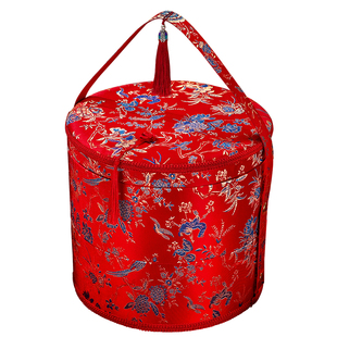 结婚订婚礼金箱圆形高档彩礼钱盒子现金礼盒男方提亲聘礼红包钱箱