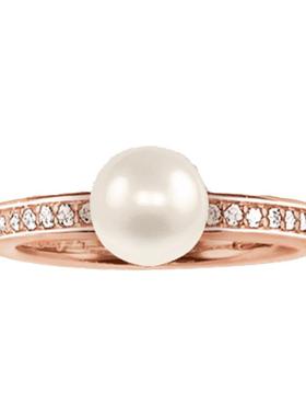 托马斯萨博玫瑰金珍珠永恒戒指