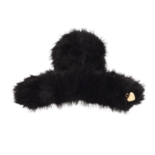 毛毛发夹女后脑勺白色毛绒抓夹毛茸茸大夹子头饰鲨鱼夹大号高级感