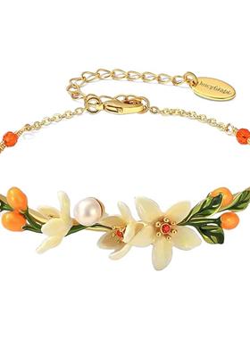 juicygrape橙花金桔半镯手链法式