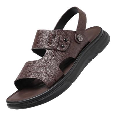 软皮软底男士运动沙滩皮凉鞋