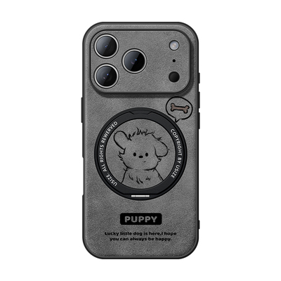 适用苹果17pro支架翻毛皮手机壳