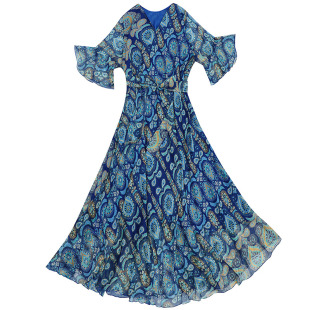 夏季碎花连衣裙海边度假裙子胖mm宽松沙滩裙波西米亚大码显瘦长裙