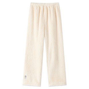 珊瑚绒睡裤女长裤秋冬睡衣加绒加厚冬季裤子家居裤可外穿居家毛绒