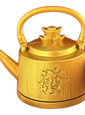 纯铜福字茶壶360°旋转摆件