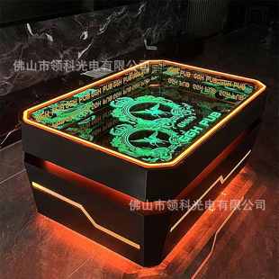 网红深渊镜茶几KTV包厢发光酒桌钢化玻璃夜场派对千层深渊镜吧台