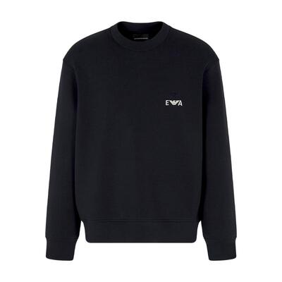 阿玛尼男士棉质圆领刺绣套头卫衣