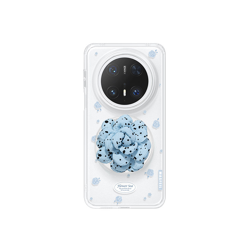 ZHIZHE×蓝色花语适用华为Mate80Pro手机壳新款Ro9磁吸带支架mate60保护套高级感女por+网红的超薄mete
