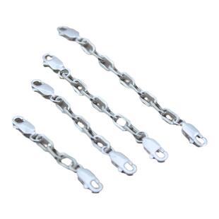 925纯银项链延长链加长银链方扣十字链回形针手链DIY配件加粗欧美