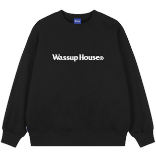 WassupHouse基础圆领卫衣男重磅简约情侣外套国潮百搭宽松上衣女