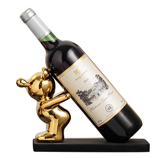 创意网红熊轻奢现代红酒架摆件酒柜电视柜装饰客厅玄关餐边柜饰品