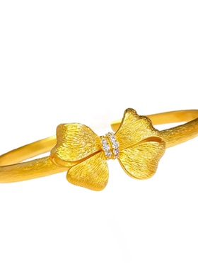 沙金点钻立体金色古法大蝴蝶结