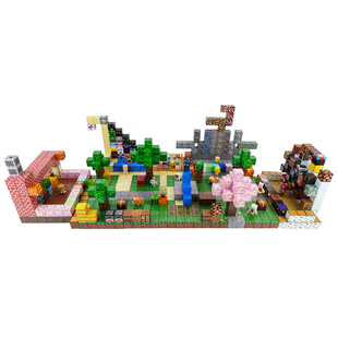 我的世界磁力方块磁铁积木拼装迷你mc磁力块大型村庄儿童玩具套装