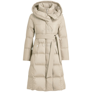 [商场同款]LANDI立领连帽时装感韩版系带中长款羽绒服女冬新品