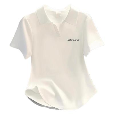 polo领通勤内搭白色纯棉短袖T恤女2025夏季新款圆弧形下摆上衣潮