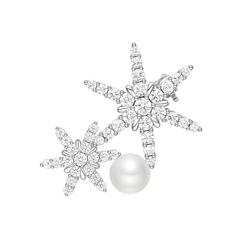 【自营】HEFANG Jewelry/何方珠宝优雅雪花胸针 轻奢别针徽章女