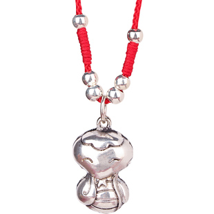 特s925纯银12十二生肖吊坠婴儿女童项链男孩宝宝属马牛本命年红绳