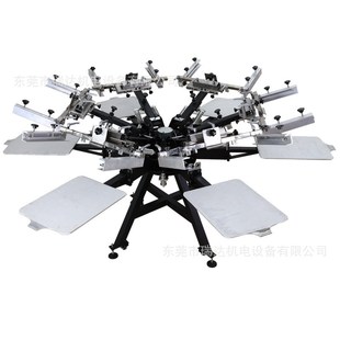 新款 多色丝网印刷机 手动高精密6色加强型双定位轮转台板印花机