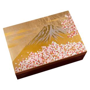 日本进口山中漆器首饰盒金箔带镜桌面饰品收纳盒储物盒结婚礼物